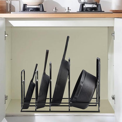 Toplife Heavy Duty Pan Organizer, 5 Tier Pot and Pan Organizer Rack for Cast Iron Skillets, Griddles and Pots - Sturdy Steel Construction- No Assembly Required - Black - Image 7