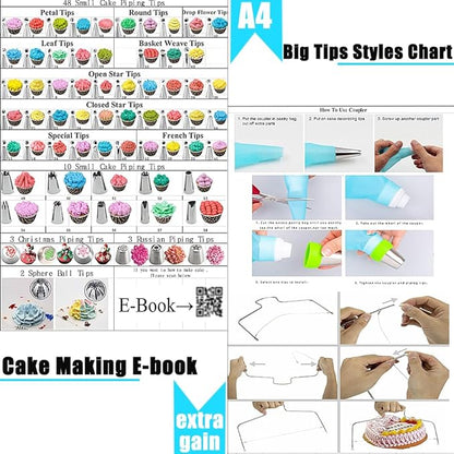 Cake Decorating Kit Cake Decorating Supplies, 515 PCS Baking Supplies Set with 3 Springform Pan Sets, 66 Icing Piping Nozzles, Cake Rotating Turntable, Piping Bags, Birthday Gifts for Mom Wife - Image 7
