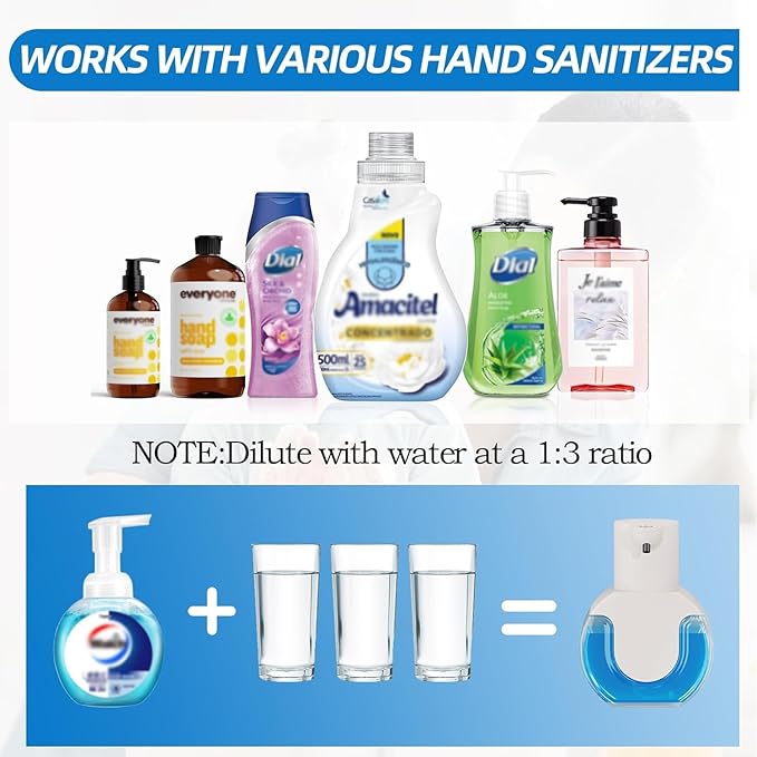 2Pack Automatic Soap Dispenser Touchless, Rechargeable Foaming Soap Dispenser,15oz/420ml Smart Hand Soap Dispensers,4-Level Adjustable,Wall Mount for Bathroom Kitchen Dish Soap(White, Foam) - Image 3