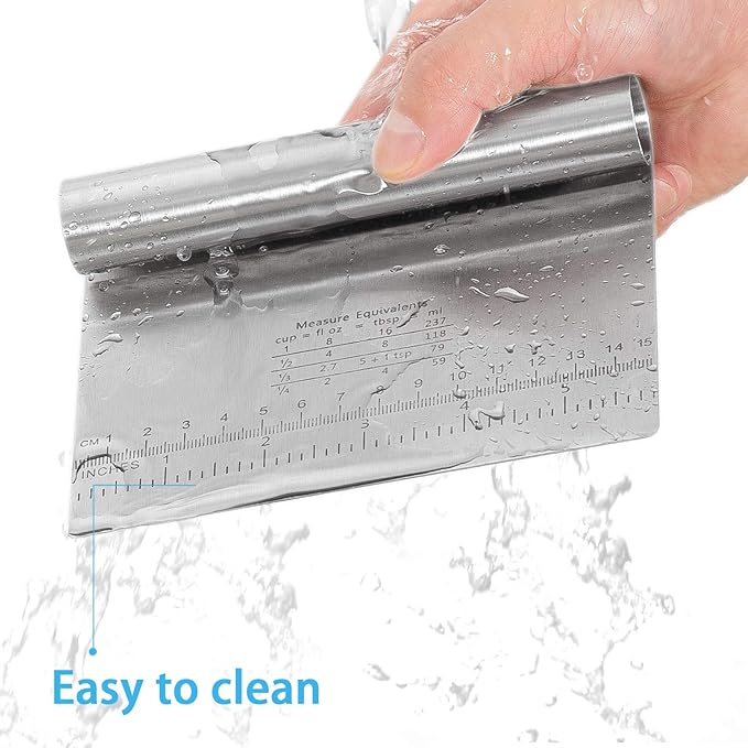 Pro Dough Pastry Scraper/Cutter/Chopper Stainless Steel Mirror Polished with Measuring Scale Multipurpose- Cake, Pizza Cutter - Pastry Bread Separator Scale Knife 2PCS - Image 6