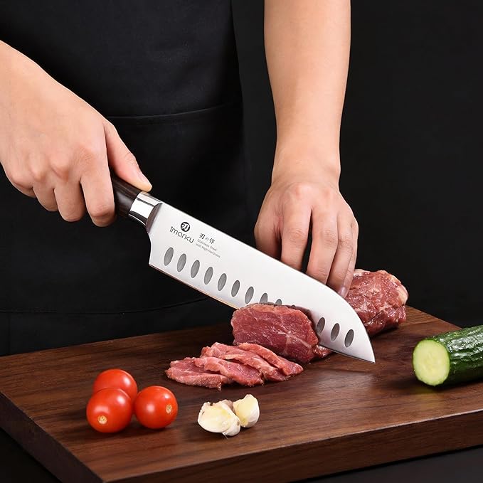 imarku Chef Knife 7 Inch Kitchen Knife Ultra Sharp Santoku Knife - High Carbon Japanese Chefs Knife, Kitchen Gadgets 2025, Apartment Essentials, Birthday Gifts for Him Her, Best Gifts for Women Men - Image 5