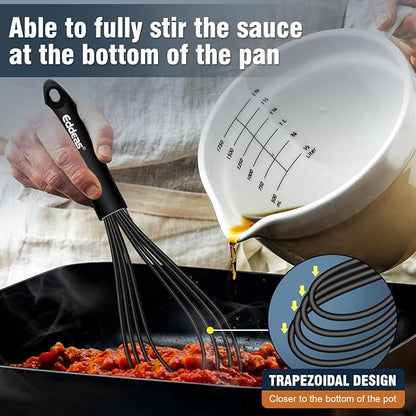 Flat Whisk, EDDEAS Silicone Gravy Whisk for Cooking, Beating, Stirring Gravy and Eggs - Image 7