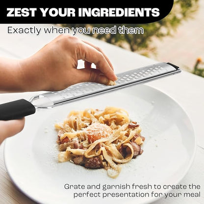 Zester Grater with Protective Cover – Fine Stainless Steel Lemon Zester cheese shredder for Kitchen, Ideal for parmesan, Garlic, Nutmeg, Chocolate, Fruits, Vegetables – Black - Image 6