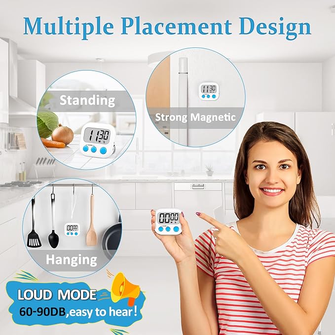 ZILLEEN Classroom Timers for Kids Classroom Magnetic Digital Kitchen Timers for Cooking Teachers Gym Game 6 Pcs - Image 2