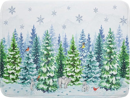 Winter Bear Bird Dish Drying Mat - Welcome Christmas Snowflake Drying Pad for Counter Forest Wildlife Dish Drainer Mat Cabin Animal Kitchen Accessories 18 x 24 Inch by Giwawa