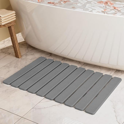 Foldable Stone Bath Mat, Quick Dry Stone Drying Mats for Bathroom, Super Absorbent Bath Mat, Non Slip, Large Diatomaceous Earth Dish Drying Mats for Kitchen Counter 23.5 x 15.4in, Dark Gray by SummerKiss