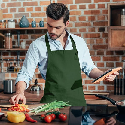 15 Pcs Adult Aprons Bulk with Pockets Adjustable Bib Chef Apron for Women Men Painting Cooking Crafting (S/L) - Image 7