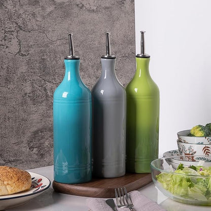 Sweejar Large Ceramic Olive Oil Dispenser Bottle, Opaque Oil Cruet Protects to Reduce Oxidation, Suitable for Storage Vinegar, Soy Sauce & Other Liquids, Pack of 1, 24 Fl Oz(Gray) - Image 4