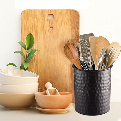 Monarch Abode Kitchen Utensil Holder – Hand Hammered Metal Black Utensil Holder, Decorative Utensil Crock for Kitchen Counter, Cooking Tool and Spatula Holder for Countertop, Caddy Organizer - Image 4