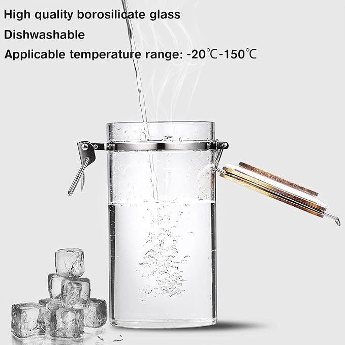 Yangbaga Glass Coffee Container with Wooden Shelf,2×45OZ Coffee and Sugar Container Set,Coffee Canisters with Airtight Lids and Scoop,Large Capacity Food Storage Jars for Coffee Beans,Nuts,Tea,Sugar - Image 4