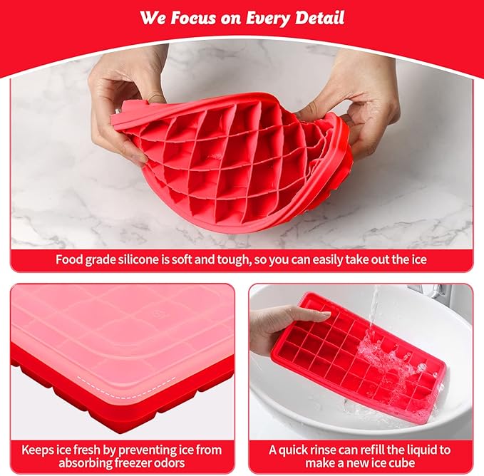 Silicone Ice Cube Tray with Leak-Proof Lid & Storage Bin for Freezer – BPA-Free 36-Piece Nugget Ice Molds, Spill-Resistant Cover & Ice Scoop Container Cover - Image 5