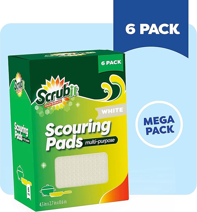 Multi-Purpose Scouring Pad by Scrub-It - Non-Scratch Cleaning Dobie Pads for Pots, Pans, Dishes, Utensils & Non-Stick Cookware - Sponge Scrubbers Use for Kitchen, Bathroom & More (6 Pack) - Image 3