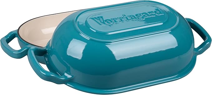 VORRINGARD Enameled Cast Iron Sourdough Bread Oven, Dutch Oven, Loaf Cast Iron Bread Pan for Homemade Bread Baking, Meatloaf Pan with Lid, 5QT, Bluegreen - Image 4