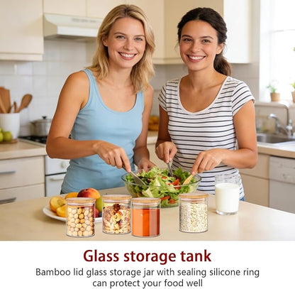 SLifeJars - Glass Jars with Bamboo Lids 16 oz, 12pcs Glass Food Storage Jars with Rewritable Labels, Bamboo Lid Jar for Kitchen Storage, Food Storage Containers with Lids for Herbs - Image 6