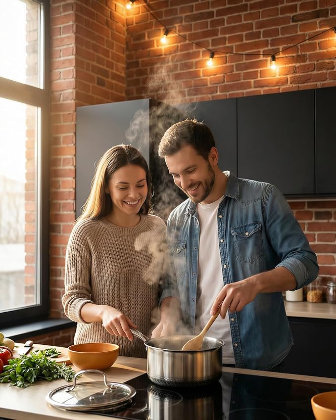 USELUCK Nonstick 2-QT Saucepan with Glass Lid,Stainless Steel Pot,Stay-Cool Handle,Dishwasher-Safe,Oven-Safe,Induciton Ready,Compatible with All Cooktops. - Image 8
