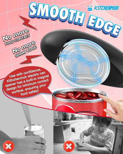One Touch Electric Can Opener Fits Almost All Can Sizes for Seniors with Arthritis, Hand Held Battery Operated Can Opener with Smooth Edge, Food Safe Kitchen Gadgets Automatic Can Opener for Kitchen - Image 6