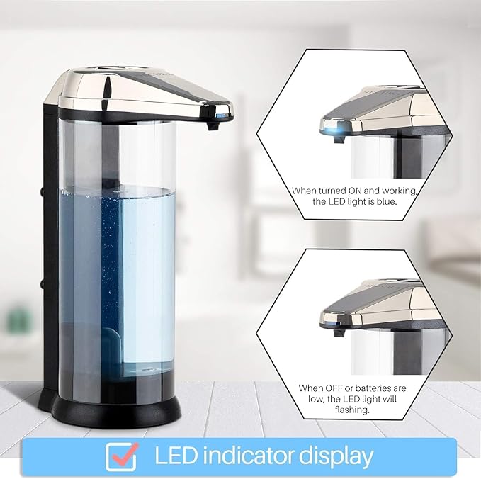 Secura 17oz Automatic Liquid Soap Dispenser, Touchless Battery Operated Hand Soap Dispenser with Adjustable Soap Dispensing Volume Control Dial, Personal Care Dispenser (Brushed Nickel) - Image 7