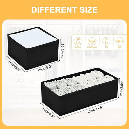 DIMJ Drawer Organizers, Set of 12 Clothes Drawer Organizer, Foldable Closet Drawer Organizer, Dresser Drawer Organizers Dividers for Baby Clothes, Socks, Belt, Tie (Black) - Image 2