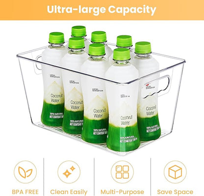 YIHONG 12 Pack Clear Pantry Organizer Bins, Plastic Containers with Handle for Kitchen,Freezer,Cabinet,Closet,Bathroom Under Sink Storage - Image 6