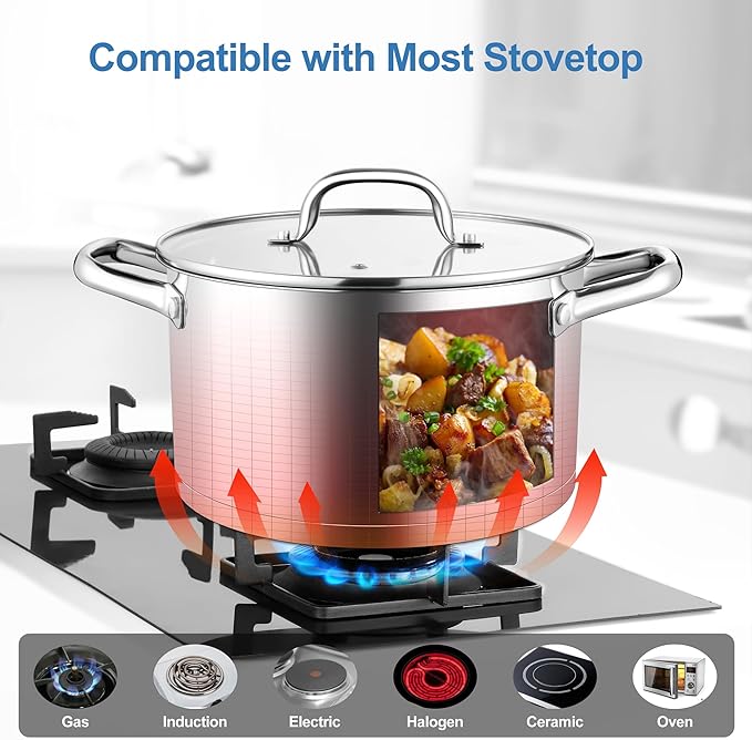 Homikit 5 Quart Stock Pot, Stainless Steel Soup Cooking Pot with Lid for Pasta Sauce Simmering Steaming Stewing, Tri-ply Heavy Bottom Induction Pot, Dishwasher Safe - Image 5