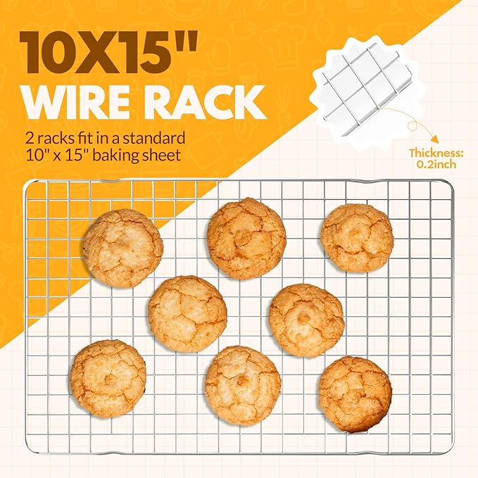 2 PCS Cooling Racks for Cooking and Baking, 15x10 Inches Stainless Steel Cooling Rack, Sheet Pan with Wire Rack for Baking Sheet, Bacon Rack Oven Safe Fits Jelly Roll Sheet Pan - Image 2