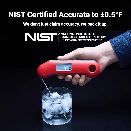 ThermoMaven Professional Digital Meat Thermometer, Ultra Fast 0.5 Sec Instant Read, NIST Certified Accurate to ±0.5°F, IP67 Waterproof, Backlit & Auto-Rotating Display, Auto Wake/Sleep, Dark Red&Gray - Image 3