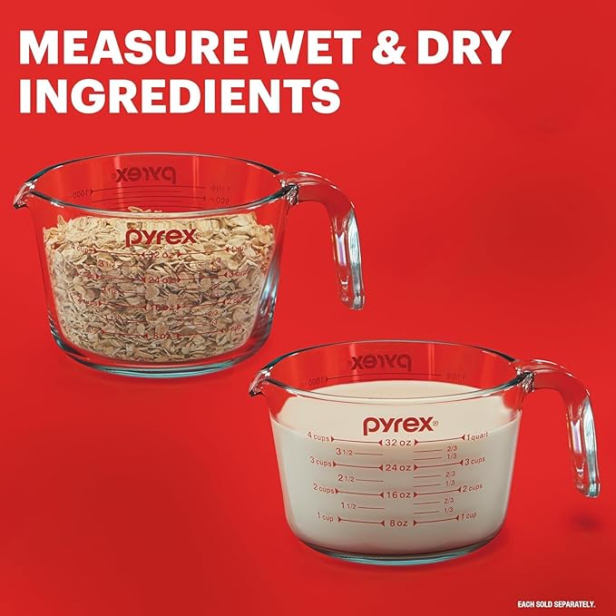 Pyrex Essentials (2-Pack) Glass Measuring Cups Set, (1 & 2 Cup) Measuring Cups For Prepping, Baking and Cooking, Preheated Oven, Dishwasher, Freezer, and Microwave Safe - Image 4