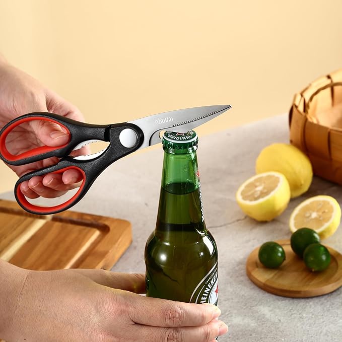 LIVINGO 8" Kitchen Scissors All Purpose - 2 Pack Heavy Duty Kitchen Meat Shears, Stainless Steel Multi-function Food Scissors for Cooking Cutting Chicken, Turkey, Bones, Poultry, Fish, and Vegetables - Image 6