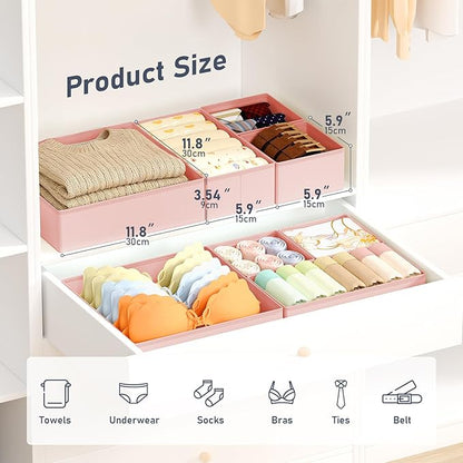 DIMJ Drawer Organizer Clothes Storage - 28 Pack Baby Dresser Organizer for Nursery, Foldable Closet Drawer Organizer Bins for Bedroom Organization, Fabric Storage Dividers for Socks, Underwears, Bras - Image 2