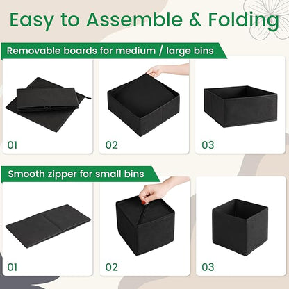 Criusia 16 Pack Underwear Drawer Organizer, Drawer Organizer Clothes, Foldable Cloth Storage Box Closet Dresser Drawer Divider Organizer for Clothes, Scarves (Black) - Image 6