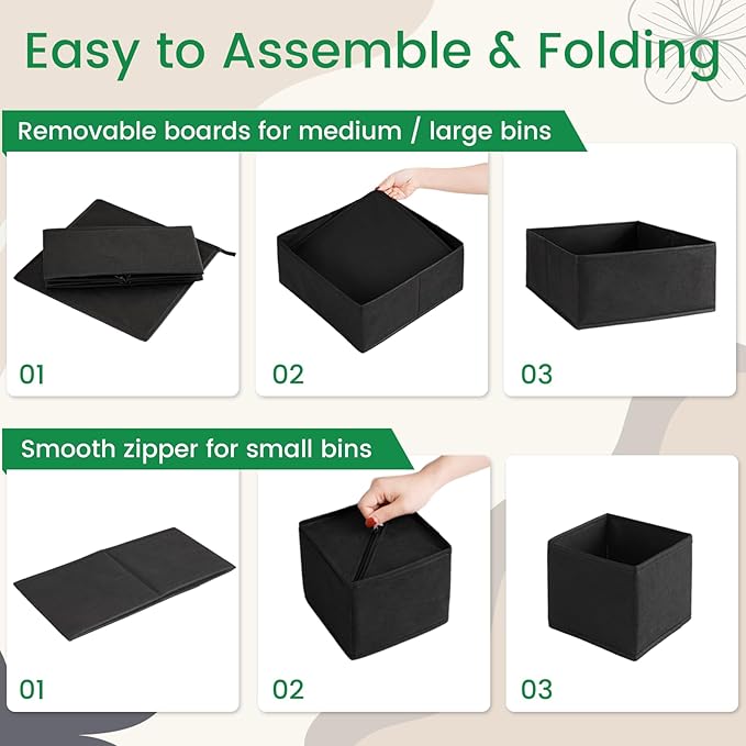Criusia Drawer Organizer Clothes, 24 Pack Underwear Drawer Organizers, Foldable Closet Organizers and Storage Dresser Drawer Dividers Clothing Organizer for Clothes, Socks, Scarves, Bra, Ties (Black) - Image 7