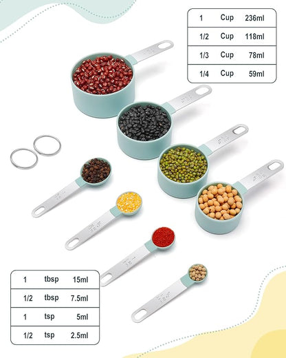 Measuring Cups and Spoons Set of 8 Pieces, nesting measuring cups for Measuring Dry or Liquid Ingredients, Stainless Steel Handle, Kitchen Gadgets for Cooking & Baking - Image 2