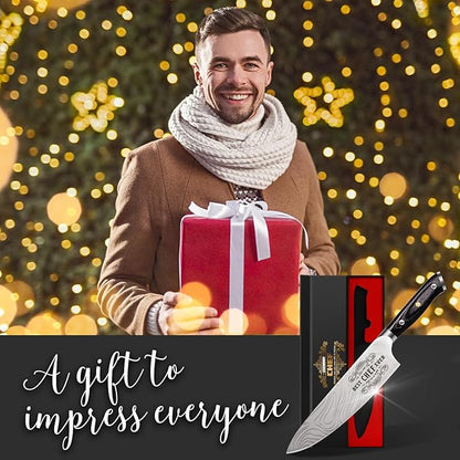 Funistree Gifts for Men Women Chef, 8 inch Professional Kitchen Knife Gift Set, German High Carbon Stainless Steel Chef's Knife, Birthday Gifts for Men, Kitchen Cooking Knife Gift Set