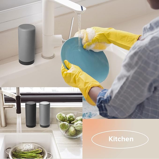 ElmRidge Dish Soap Silicone Dispenser for Kitchen Sink,Squeeze Washing Up Liquid and Hand Soap,Round refillable Silicone Bottles,Easy to Fill and to use, 8.5 oz,Black 2.4 x 2.4 x 5.5 inches (Gray) - Image 7