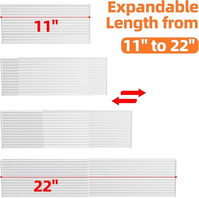 MUDEELA Clear Spice Drawer Organizer, 4 Tier- 2 Set (8 Packs) Spice Rack for Drawer, Expandable From 11" to 22" Kitchen Seasoning Organizers and Storage for Drawer (Jars not included) - Image 3