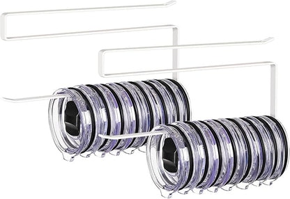 2 Pack Tumbler Lid Organizer, Horizontal Tumbler Lid Storage Hook to Hold Up 20 Lids, Space Saving Cup Lid Holders Under Cabinet Tumbler Lid Hook for Kitchen Organizer, Paper Towel Rack Hanger (White) by JOLENSOY