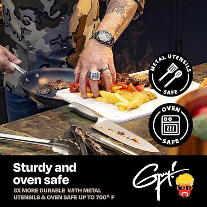 Guy Fieri's Flavortown Laser Titanium 8-Quart Stock Pot with Lid - Non-stick Cookware Without PFAS, PTFE, or PFOA, 3x More Durable, Dishwasher Safe, Oven Safe