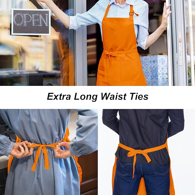 15 Pcs Adult Aprons Bulk with Pockets Adjustable Bib Chef Apron for Women Men Painting Cooking Crafting (S/L) - Image 4