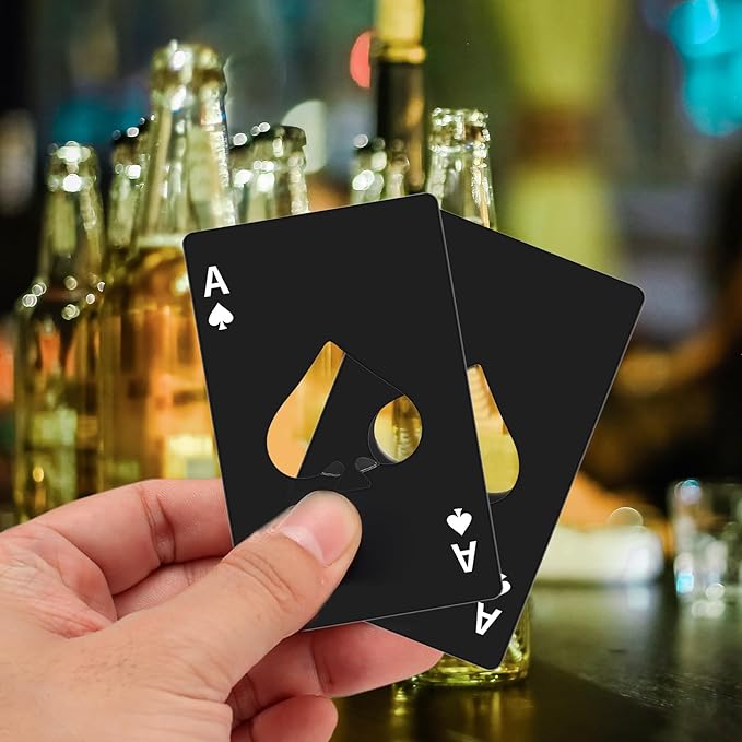 10Pcs Ace of Spades Bottle Openers, Poker Card Bottle Openers, Stainless Steel Portable Metal Credit Card Beer Bottle Can Cap Openers for Wallet Pocket Wedding Birthday Party (10, Black) - Image 4