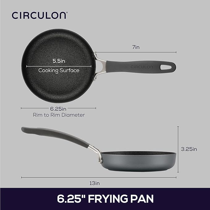 Circulon A1 Series with ScratchDefense Nonstick Induction Small Frying Pan for Eggs, Induction Cookware, Egg Pan, 6.25-Inch, Graphite - Image 2
