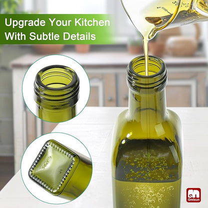 GMISUN Olive Oil Dispenser Bottle 1 Pack, Olive Oil Dispenser for Kitchen 17oz, Glass Cooking Soy Sauce Bottle Container Cruet with Plastic Pourer Spout, Green - Image 6