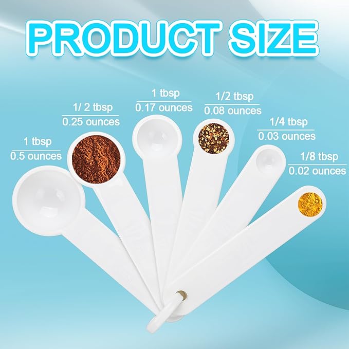 Frienda 20 Pieces White Plastic Measuring Cup Spoons for Kitchen Cooking Baking Dry and Liquid Ingredients - Image 4