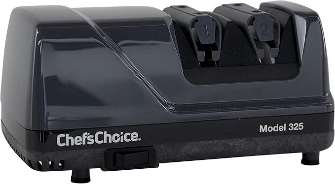 Chef'sChoice Professional Electric Knife Sharpeners Sharp-N-Hone With 100-Percent Diamond Abrasives And Precision Angle Guides For 20-Degree Straight-Edge and Serrated Knives, 2-Stage, Gray