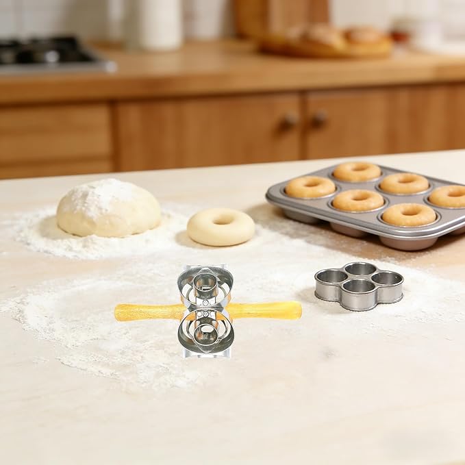 Donut Cutter with Hole Doughnut Cutter Pastry Lattice Roller Cutter Donut Maker for Baking Efficient Tool for Dessert Shops Home Bakers Great for Dough Cutting Tasty Pastries