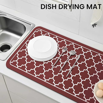 WISELIFE Dish Drying Mat Super Absorbent Drying Mat Large Dish Drying Mats for Kitchen Counter Easy Clean Dish Mat Kitchen Drying Mat18"x 36" Stylish Red - Image 7