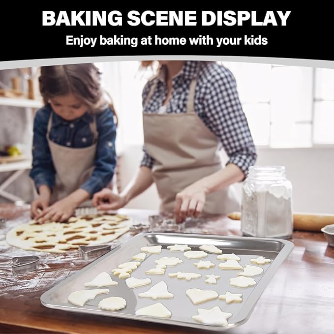 Set of 3 Baking Sheet, Stainless Steel Cookie Sheet Baking Sheet Pan, 9/12/16 Inch Cookie Tray Pans for Baking, Non Toxic & Easy Clean - Image 8