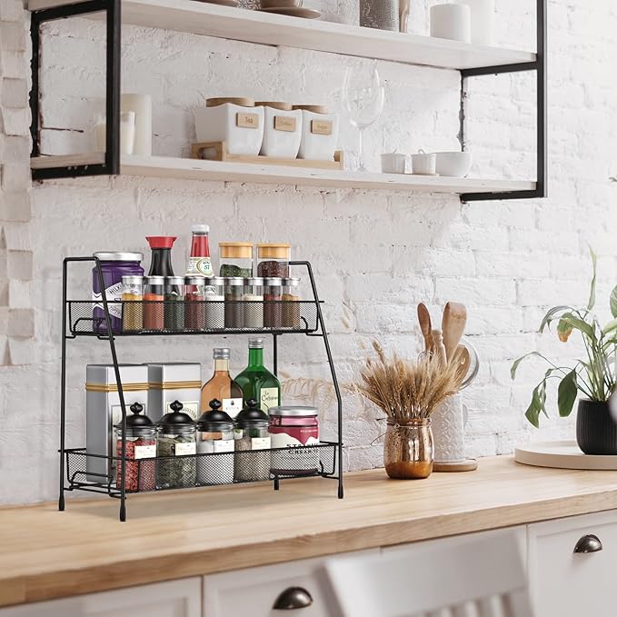 SPISPI Spice Rack Organizer for Cabinet, Bathroom Organizer Countertop, Bathroom Counter Organizer, Kitchen Countertop Organizer, Bathroom Vanity Organizer (Pack of 2) - Image 4