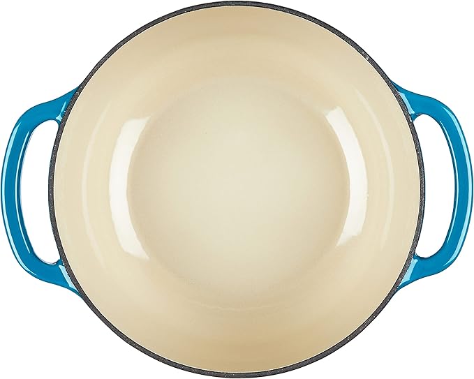 Lodge 4.5 Quart Enameled Cast Iron Dutch Oven with Lid – Dual Handles – Oven Safe up to 500° F or on Stovetop - Use to Marinate, Cook, Bake, Refrigerate and Serve – Cornflower Blue - Image 3