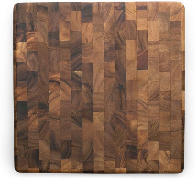 Ironwood Gourmet 28218 Square Charleston End Grain Chef's Board , Acacia Wood 14" Square by Ironwood