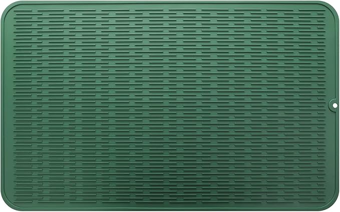MicoYang Silicone Dish Drying Mat for Multiple Usage,Easy clean,Eco-friendly,Heat-resistant Silicone Mat for Kitchen Counter or Sink,Refrigerator or Drawer Liner Green 3XL 28 inches x 18 inches by MicoYang